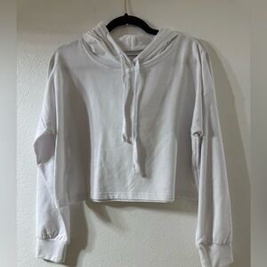 Rosio White Cropped Hoodie Sweatshirt for Women